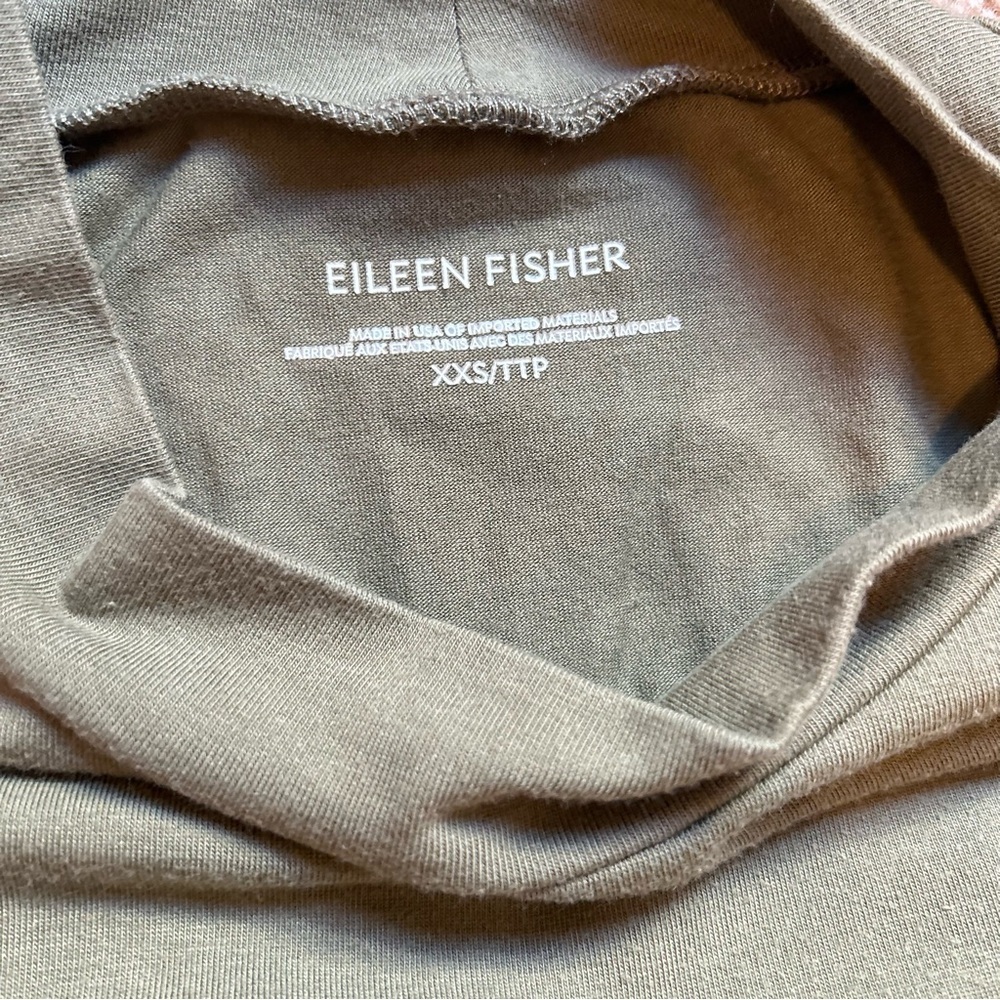 Eileen Fisher | Traceable Organic Cotton Stretch Mock Neck Dress in Olive - Picture 5 of 11